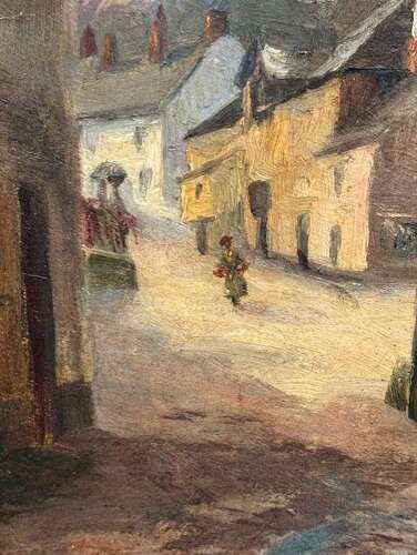 Street Scene, Late 19th Century Oil on Board