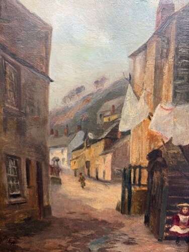 Street Scene, Late 19th Century Oil on Board