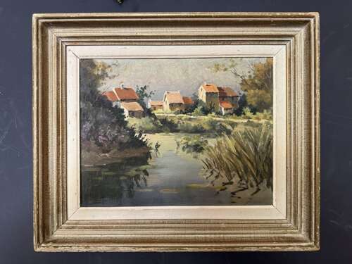 Oil on Canvas 'Les Allards' (Ile d'Oleron), France by Mario Pinetti (1895-1965)