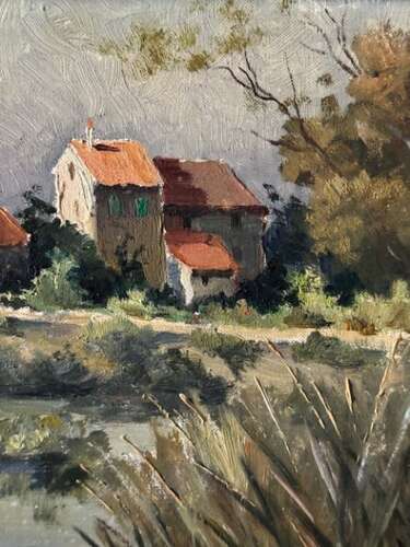 Oil on Canvas 'Les Allards' (Ile d'Oleron), France by Mario Pinetti (1895-1965)