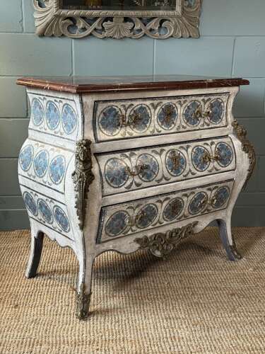 19th Century French Marble Top Bombe Shaped Commode