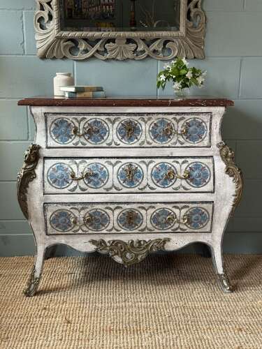 19th Century French Marble Top Bombe Shaped Commode