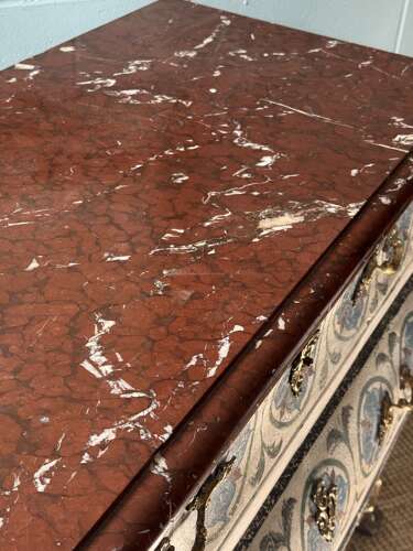 19th Century French Marble Top Bombe Shaped Commode