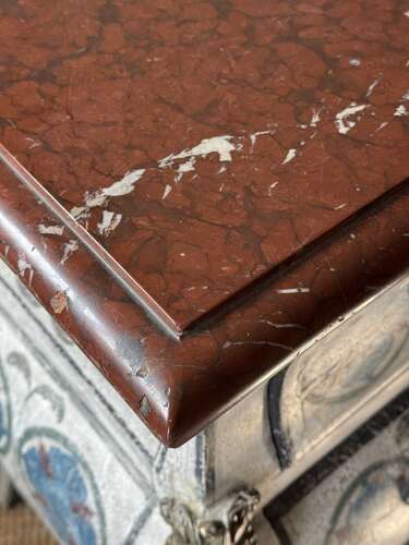 19th Century French Marble Top Bombe Shaped Commode