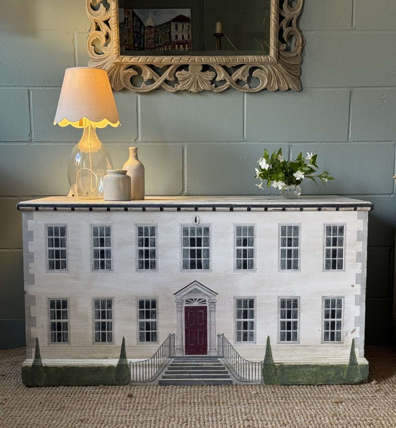 A Victorian Blanket Box Decorated in the style of a Georgian Manor House