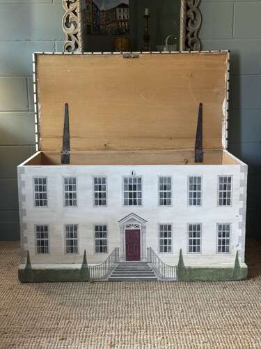 A Victorian Blanket Box Decorated in the style of a Georgian Manor House
