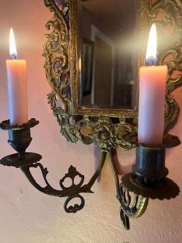 An Exquisite Pair of Antique French Mirrored Wall Sconces