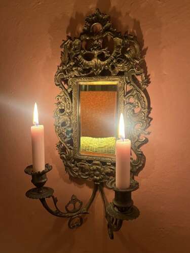 An Exquisite Pair of Antique French Mirrored Wall Sconces