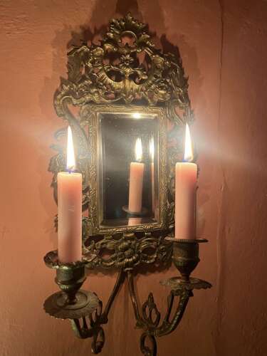 An Exquisite Pair of Antique French Mirrored Wall Sconces