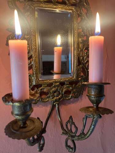 An Exquisite Pair of Antique French Mirrored Wall Sconces