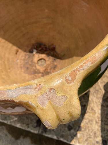 A Pair of 'Dribble Glazed' Castelnaudary Planters from the South of France.