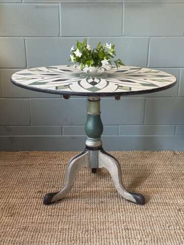 Victorian Tilt Top Table with Later Painted Floral Design