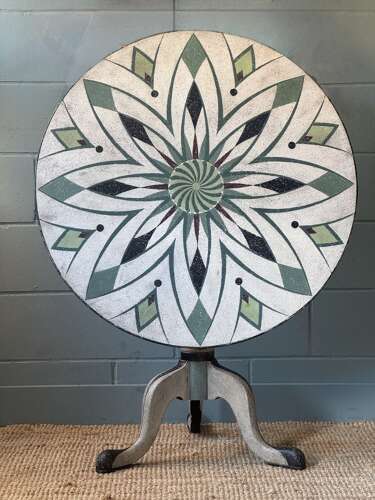 Victorian Tilt Top Table with Later Painted Floral Design