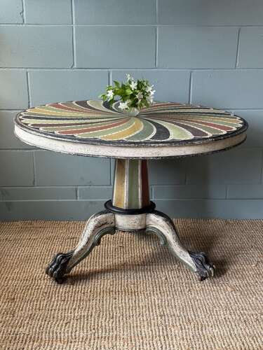 Victorian Tilt Top Table with Later Painted Petal Design