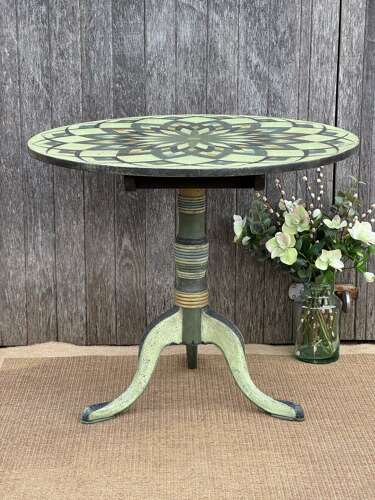 Hand Painted Victorian Tilt Top Side Table