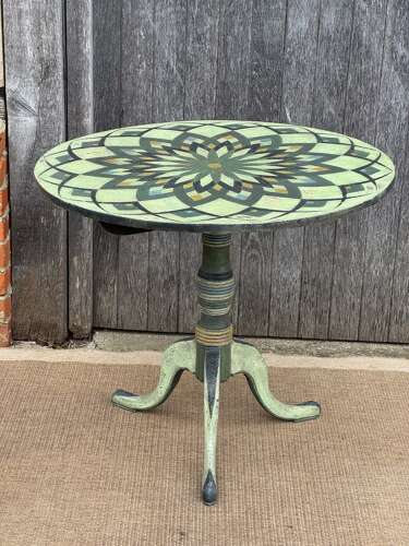 Hand Painted Victorian Tilt Top Side Table