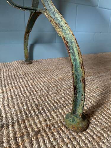 French Zinc Top Garden/Interior Table (c1900) & Six Folding French Ch