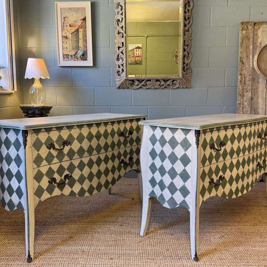 Pair of Swedish Oak Painted Chests of Drawers (also available individually)