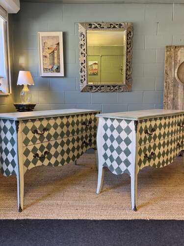 Pair of Swedish Oak Painted Chests of Drawers (also available individually)