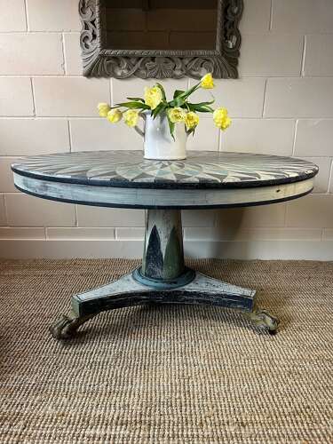 Hand Painted Tilt Top Victorian Dining/Hall Table