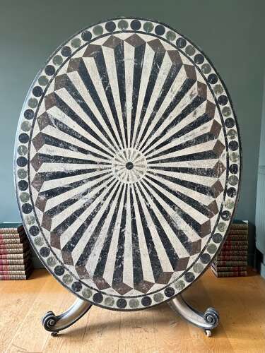 Hand Painted Tilt Top Oval Victorian Dining Table