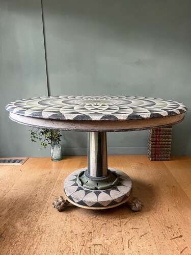 Hand Painted Tilt Top Victorian Dining/Hall Table
