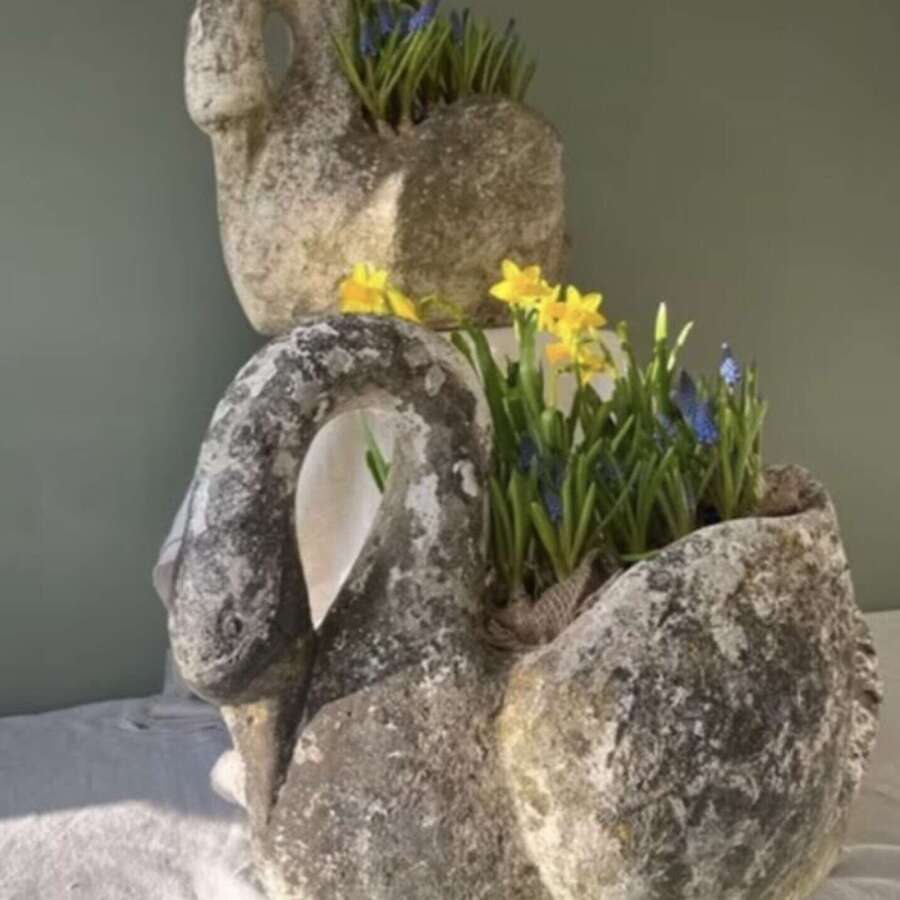 Antique French Swan Planter