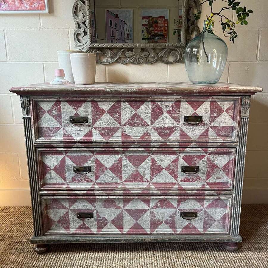 Hand Painted European Chest of Drawers (early 20th century)