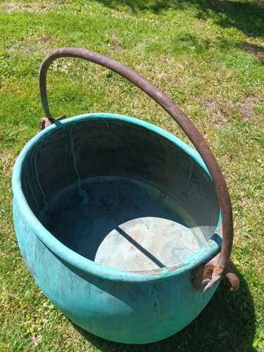 Large Antique French Oval Copper Cooking Pot (early 19thc)