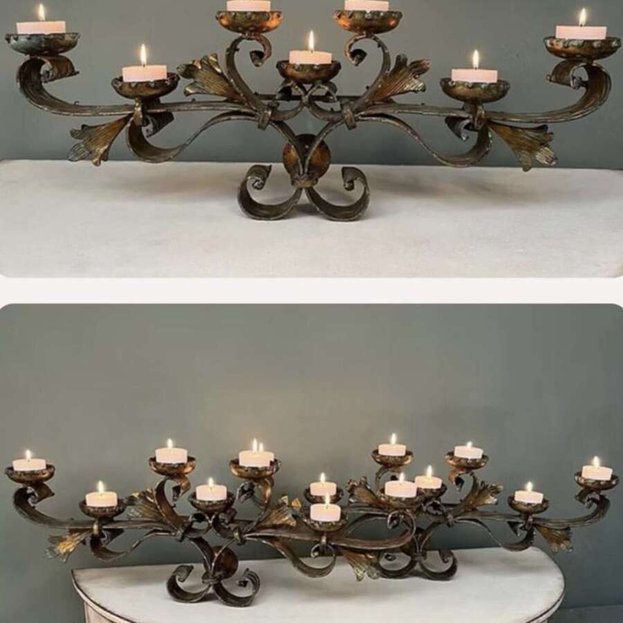A Pair of Large Antique Italian Bronze Sconces (1940s)