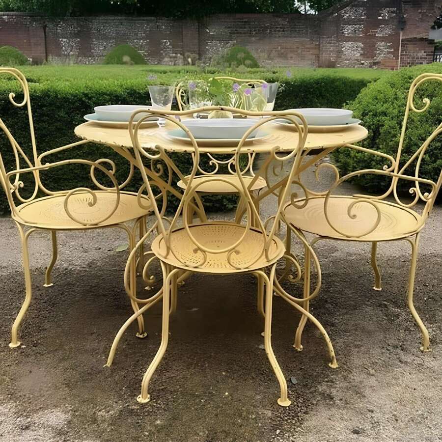 An Original French Garden Set of Table and Four Chairs (early 20th century)