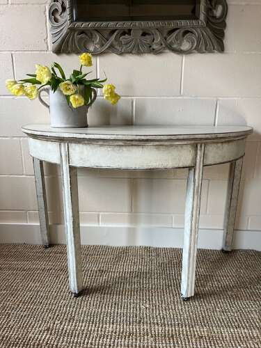 A Pair of Painted Georgian Demi Lune Console Tables
