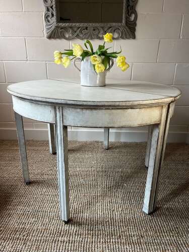 A Pair of Painted Georgian Demi Lune Console Tables