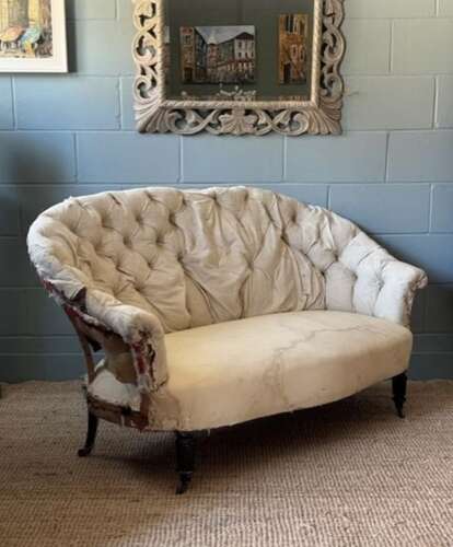Mid 19th Century Napoleon III French Buttoned Curved Back Sofa