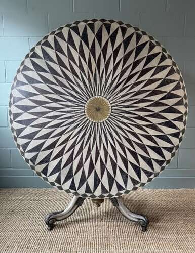 Hand Painted Tilt Top Circular Victorian Dining/Hall Table