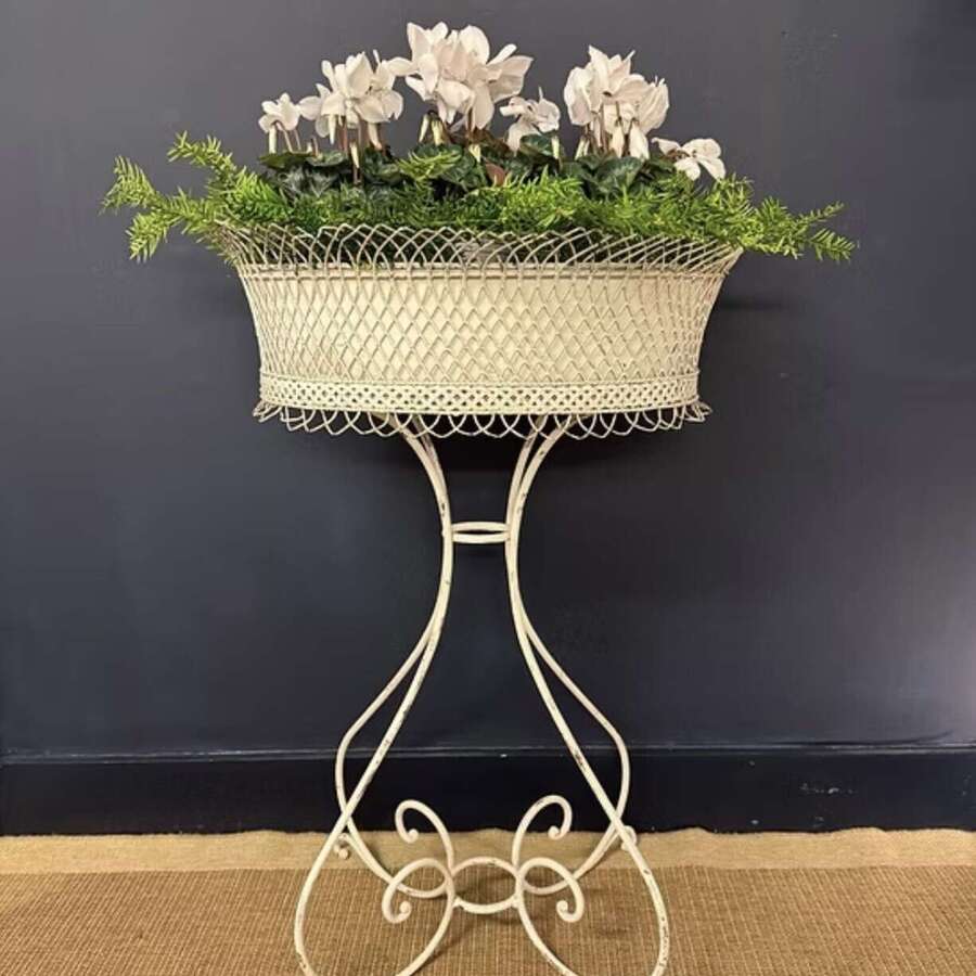 Tall White Wrought Iron 19th Century French Jardiniere