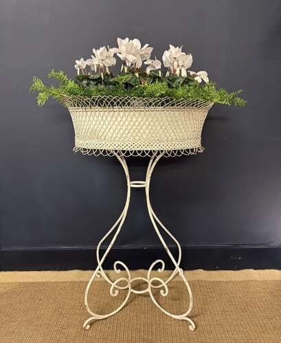 Tall White Wrought Iron 19th Century French Jardiniere