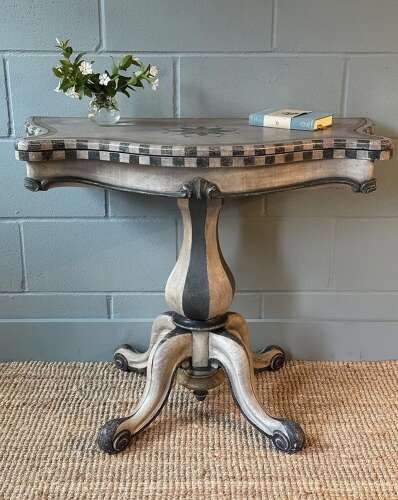 A Later Decorated  Fold Over Card Table (1860s)