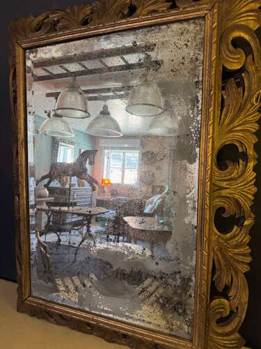 Large Oak Framed Antique French Mirror