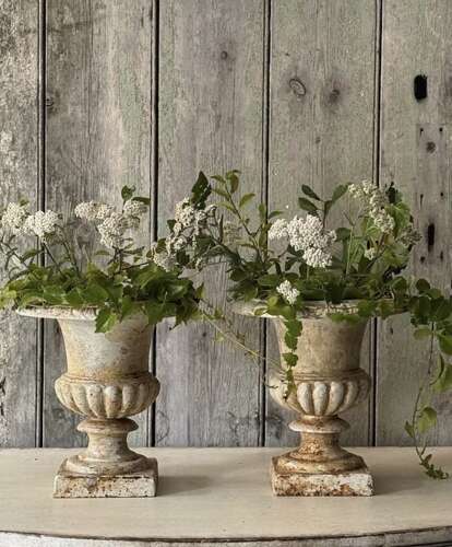 A Pair of Antique French Cast Iron Urns