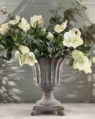 A Pair of European Art Deco Cast Iron Urns  (1920s)
