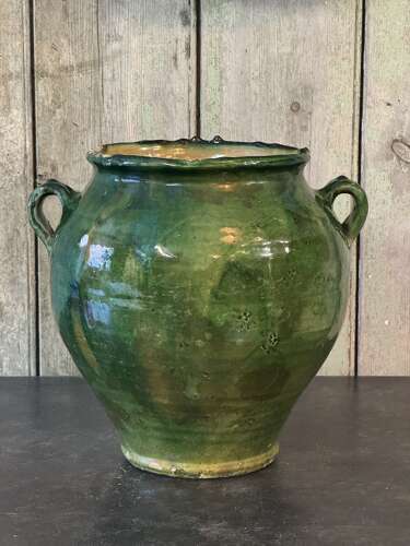 19th Century French Green Glazed Confit Pot