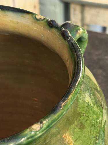 19th Century French Green Glazed Confit Pot