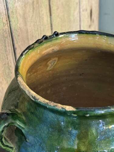 19th Century French Green Glazed Confit Pot